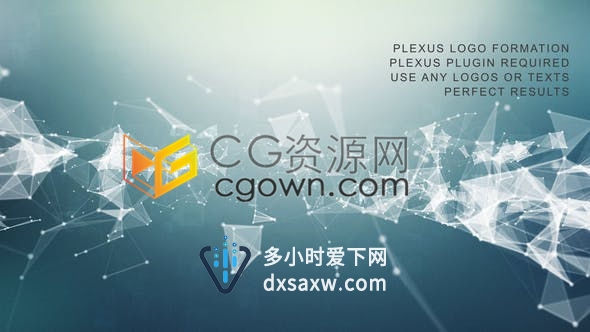 4K点线连结Plexus标志动画互联网科学电影预告片LOGO片头-AE模板下载