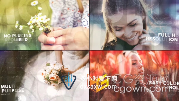 AE模板-漂亮婚礼相册透明圆形拼接过渡效果浪漫简单高雅干净幻灯片