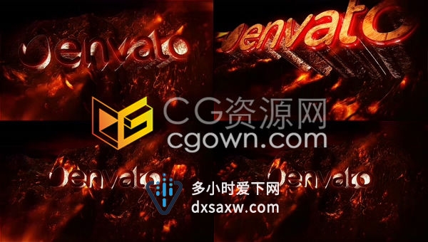 炽热火山背景揭示3D红色火热标志片头-AE模板下载
