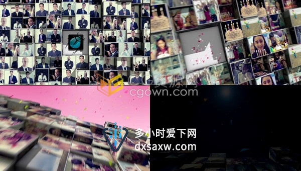 E3D制作三维照片墙立方体动画体育科技旅游婚礼电视宣传片头视频-AE模板下载