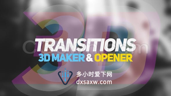 3D转场三维制作动态扭曲抖动过渡效果和开场视频-AE模板下载