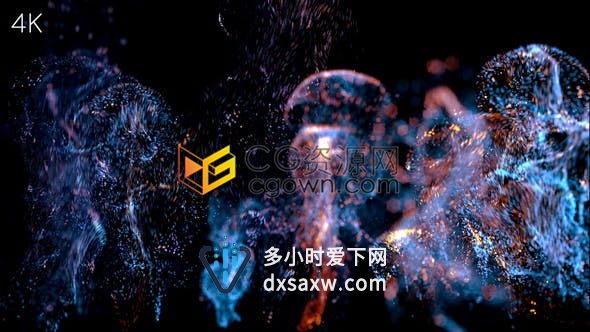 4K豪华闪光彩色梦幻上升模糊流动粒子特效标题LOGO片头动画-AE模板