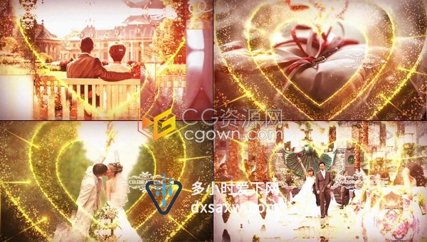 浪漫心型粒子透视效果优雅婚礼视差特效视频幻灯片-AE模板下载