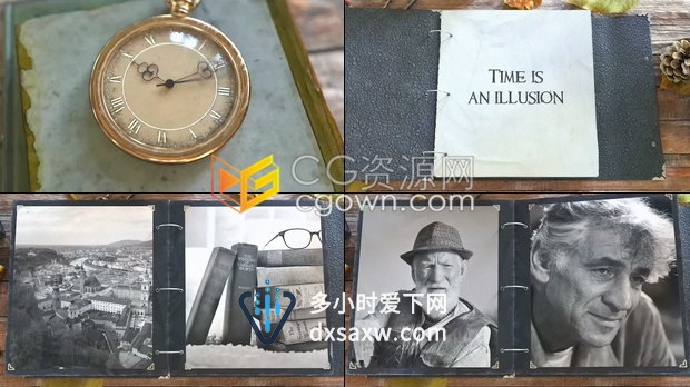 AE模板制作复古相册神奇外观宏伟书籍动画展示历史回忆照片动画视频效果