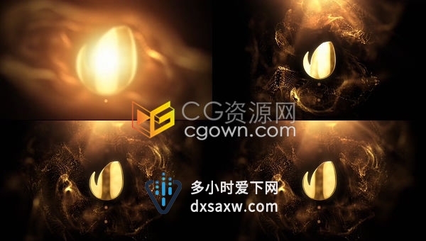 4K金色奢华标志时尚旋转流体粒子环境动画演绎经典LOGO片头-AE模板下载