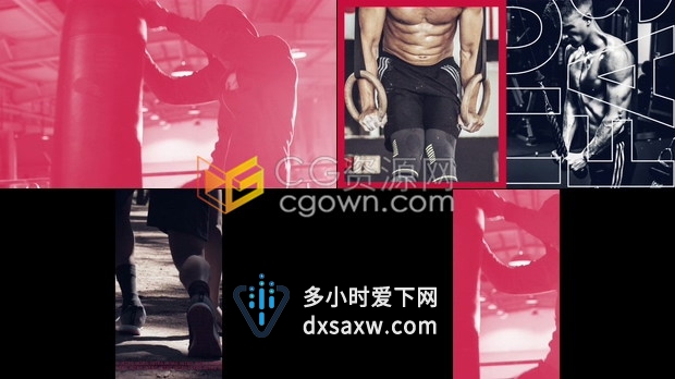 动态活力体育运动健身锻炼宣传片头文本动画过渡效果含垂直版本-AE模板