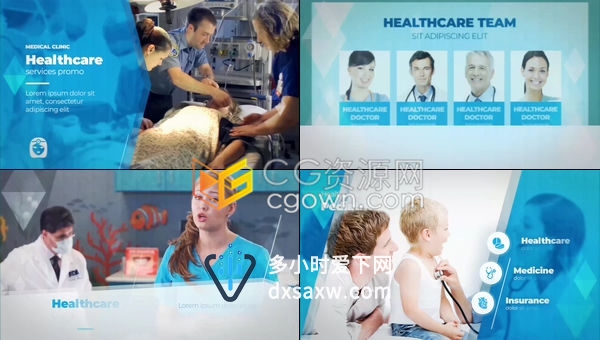 蓝色调医学演示幻灯片临床表现药物制药视频广告医疗保健宣传片-AE模板