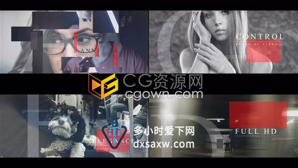 图片分块错位拼接漏光效果城市生活介绍宣传企业幻灯片展示-AE模板