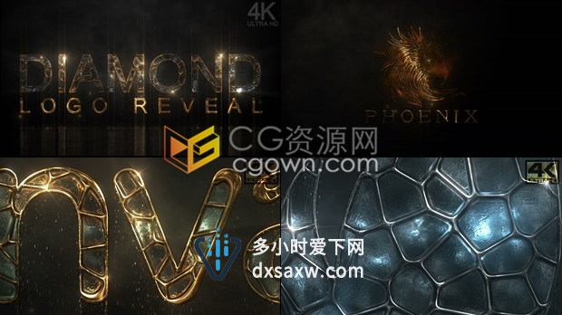 金属光泽粒子坠落神秘珠宝品牌标志LOGO片头-AE模板下载