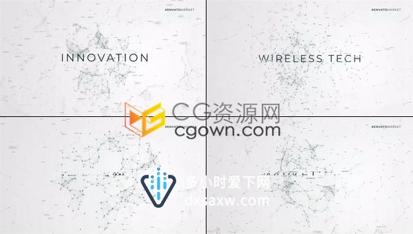 现代计算机安全信息科技互联网数据流主题背景点线粒子Plexus标题片头-AE模板