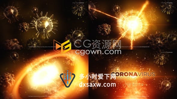 AE模板下载新型冠状病毒疫情打破细菌医疗健康片头视频推广动画制作