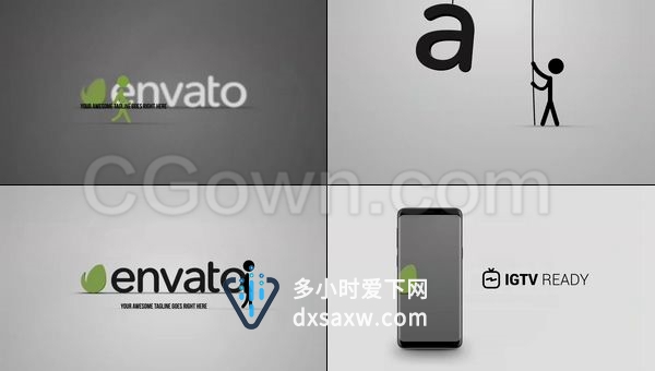 创意时尚简单有趣火柴人小棍形象标志字母LOGO动画-AE模板下载
