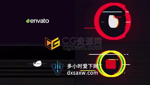 抖动闪屏3D翻转RGB信号损坏故障标志片头动画-AE模板下载