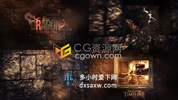 墙壁凿穿破墙快速揭示史诗电影游戏标志LOGO片头-AE模板下载