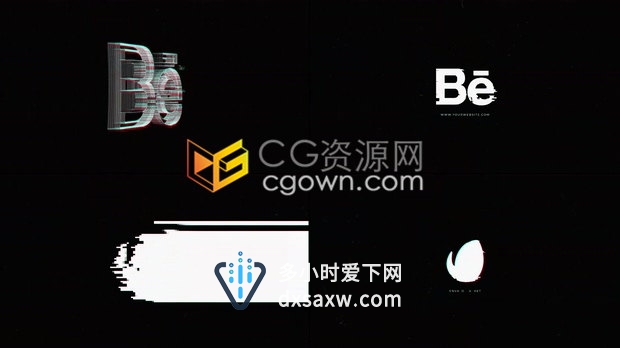RGB分割故障失真标志变形扭曲信号干扰LOGO片头-AE模板下载