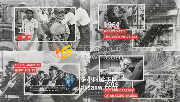 历史时间线引导回忆相册纪录片复古视频相册幻灯片-AE模板下载
