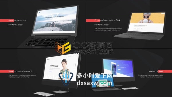 imac应用推广MacBook设备上的商业演示网站宣传视频-AE模板