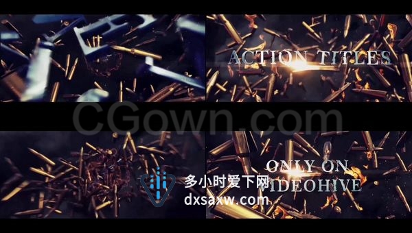 动作电影子弹火花战斗标题预告片-AE模板下载