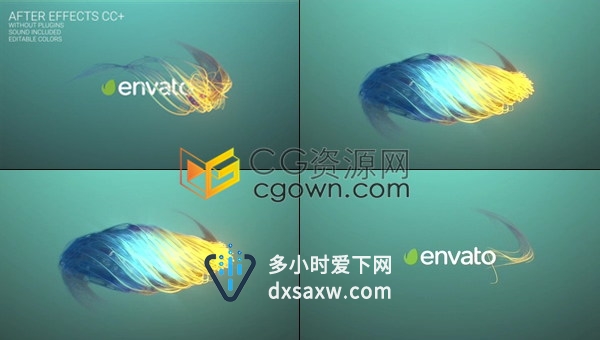 流体线条图形旋转动画演绎LOGO片头标志效果视频-AE模板下载