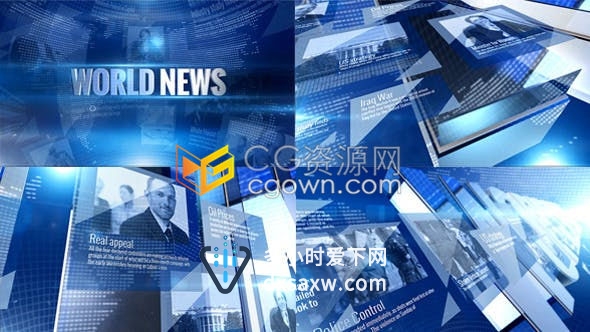 3D环球新闻世界经济体育直播广播电视天气栏目包装片头-AE模板下载