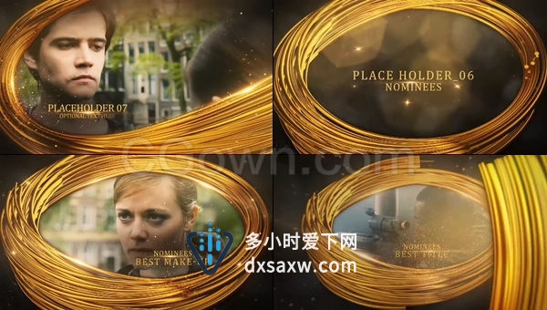 金色光线闪耀粒子魅力颁奖典礼晚会背景宣传视频开场奢华婚礼标题包装-AE模板下载