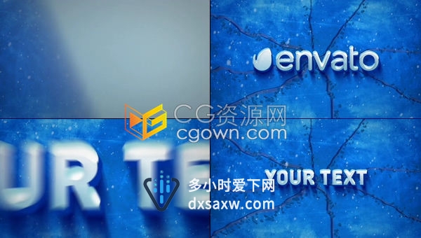 雪花飘落简单LOGO撞击冰裂效果动画破冰标志片头-AE模板下载