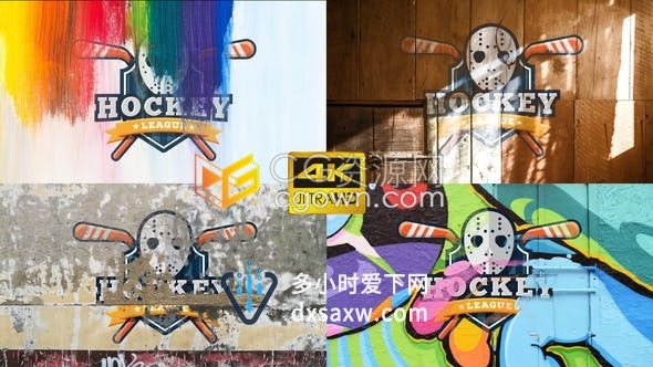 4K快速动态酷炫多达136种纹理动画叠加展示多彩城市摇滚复古游戏标志LOGO-AE模板