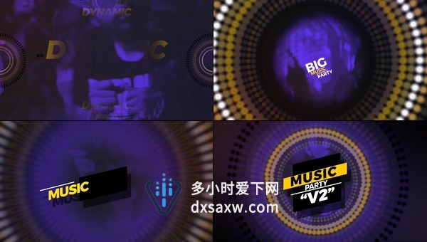 活力派对时尚音乐活动聚会闪耀晚会表演演唱会背景视频-AE模板下载