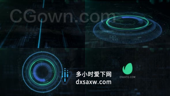 未来感抽象快速流动科幻标志全息高科技LOGO片头动画-AE模板