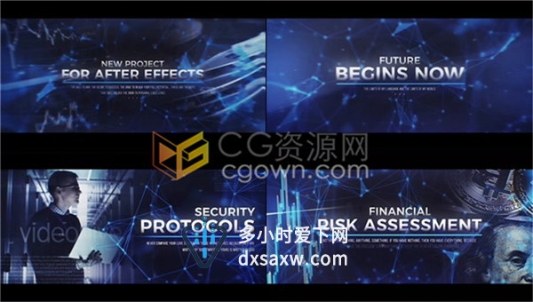 科技感Plexus粒子动画金融企业商务公司计算机数字技术介绍片头视频-AE模板下载