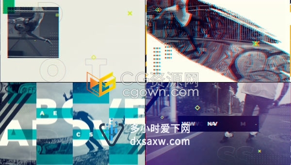 摇滚故障效果制作动态极限运动体育视频城市生活说唱战斗视频花絮-AE模板