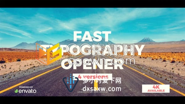 简短快速排版动态幻灯片公司简介运动开幕旅行宣传标题开场动画-AE模板