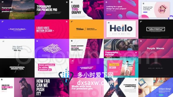 社交媒体时尚运动广告标题包装演示文字动画-PR预设+AE模板下载