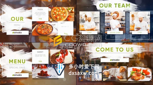 酒吧咖啡馆菜单食品介绍餐厅宣传幻灯片美食介绍宣传视频-PR预设与AE模板
