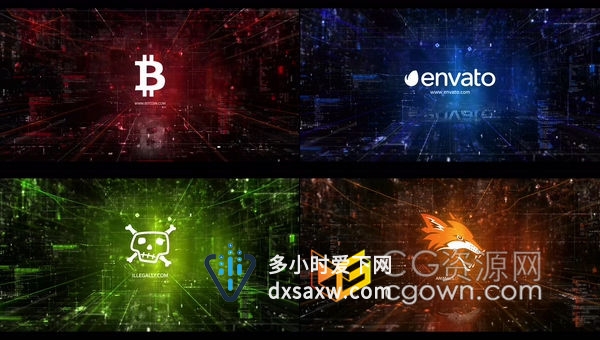 信息高科技电子技术醒目设计标志LOGO介绍互联网发展宣传片头-AE模板