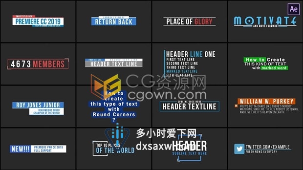 16组企业优雅宣传视频演示字幕包文字标题动画效果-AE模板下载