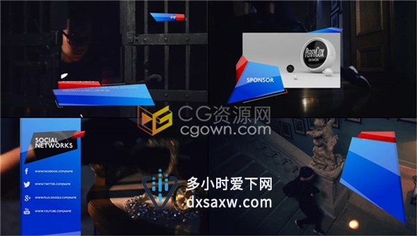 多边图形时尚设计电视包装字幕条直播节目接下来播出时间动画效果-AE模板下载