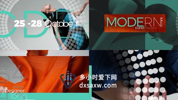 现代时尚活动动态海报宣传舞台圆形发光特效标题幻灯片-AE模板下载