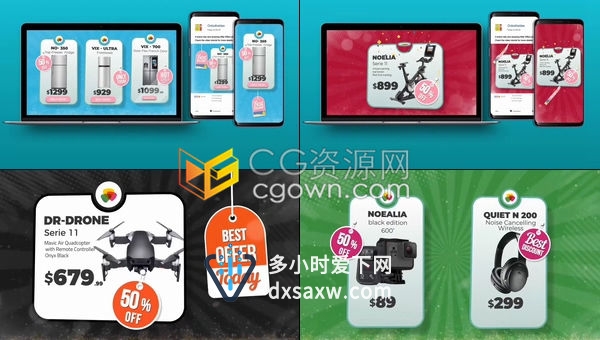 弹出式广告促销产品折扣展示牌动画商场年终大促网店在线销售视频-AE模板