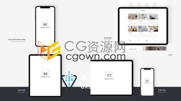 结合iPhone XS和iPad Pro实体模型产品组合展示应用程序网站演示工具包-AE模板