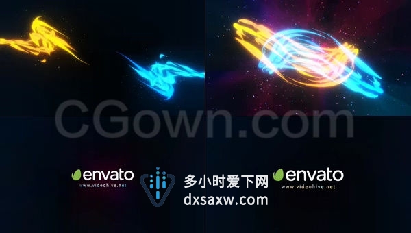 粒子能源融合漩涡轨迹标志揭示LOGO片头-AE模板下载