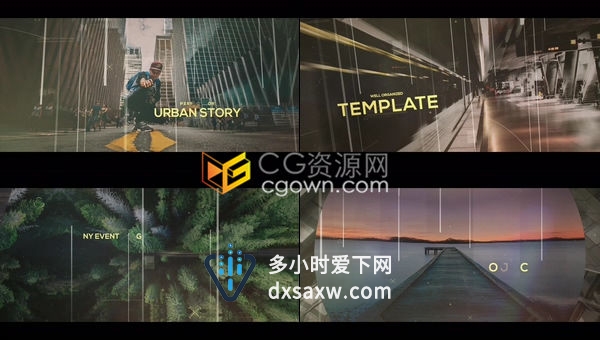 带下降线的混沌视差宣传片音乐活动公司企业数字科学幻灯片-AE模板