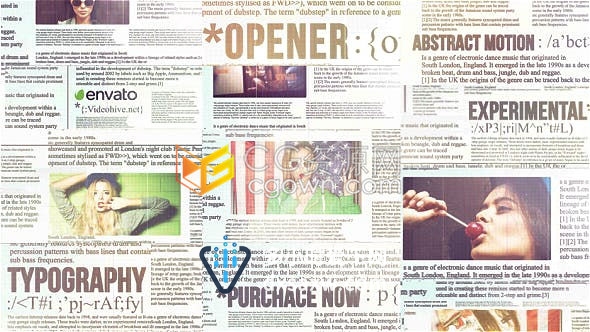 时尚报刊报纸标题抽象版式动画效果展示作品活动预告片-AE模板下载