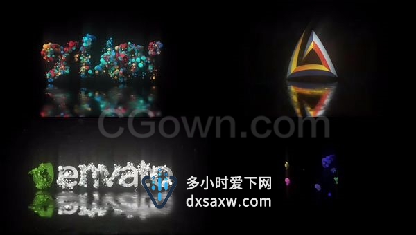 清新典雅色彩鲜艳LOGO设计流畅简单时尚辉光粒子标志-AE模板下载