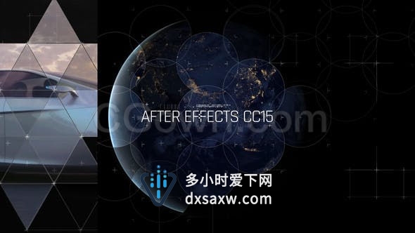 创意几何形状和线条演变展示未来智能科技信息网络技术幻灯片-AE模板