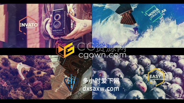 制作现代时尚幻灯片AE模板下载优雅灵感活动介绍旋转分割转场效果