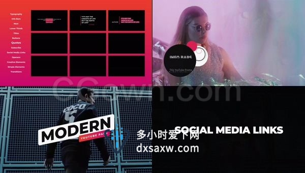 现代企业视频博客社交媒体宣传工具包110+最常用频道设计元素-AE模板下载