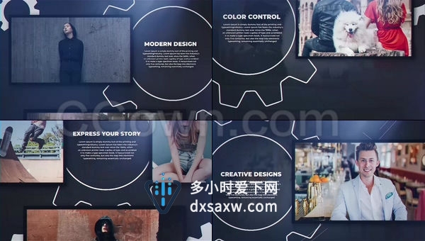 视差转动齿轮简洁图文动画展示企业宣传现代商务包装-AE模板
