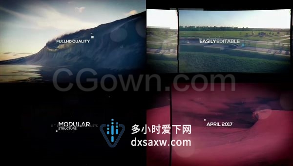 快速故障扭曲航拍视觉效果电影预告城市宣传视频-AE模板下载