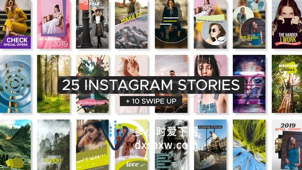 Instagram故事模板社交媒体竖屏手机海报宣传-AE模板下载